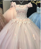 Light Champagne Long Sweet 16 Dresses Quinceanera Celebrity Gown Ball Gowns With Flowers