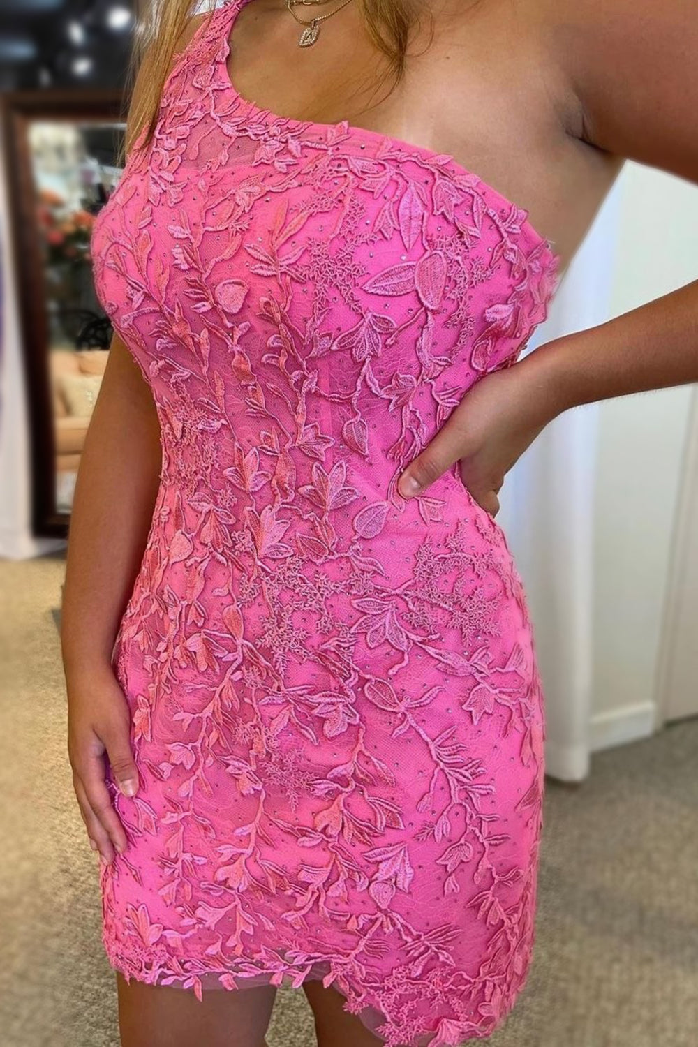 Hot-Pink-One-Shoulder-Short-Homecoming-Dress-with-Appliques-cocktail-Dresses