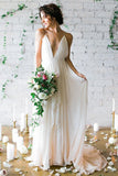 Boho Wedding Dress,Backless Flowy Wedding Dresses