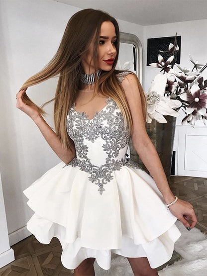 White Short Lace Prom Dresses, Short White Lace Formal Homecoming Dres jkprom White Short Lace Prom Dresses, Short White Lace Formal Homecoming Dres jkprom