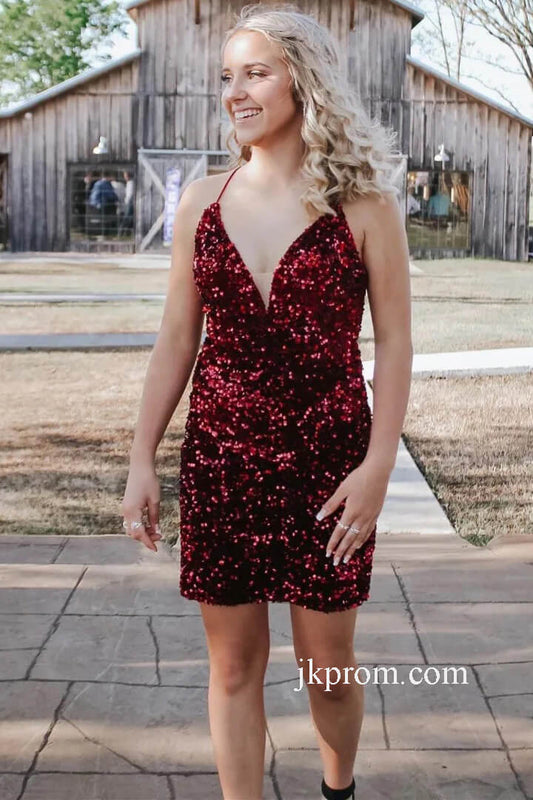 Burgundy-Sequin-Glitters-Bodycon-Mini-Party-Dress