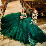 Dark Green Quinceanera Dress Sweet 16 Dress Sequined Beaded Dress Ball Gown
