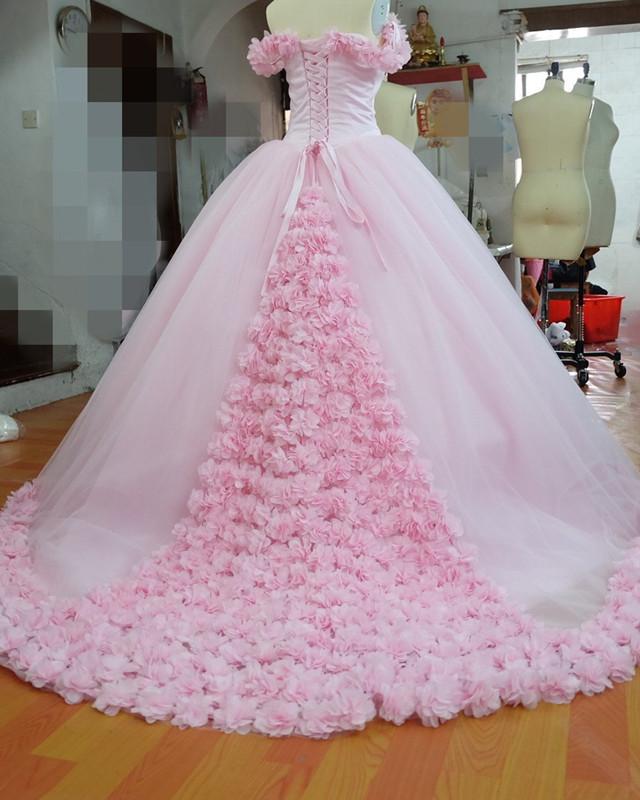 Tulle Flower Quinceanera Dresses Ball Gowns With Off Shoulder