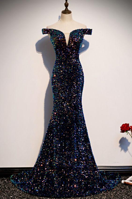 Glitter sequins evening dress,Mermaid Long Prom Dress,Maxi Dresses