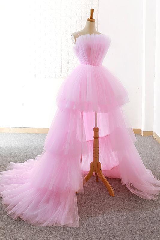 Pink tulle long prom dress,Best evening dress,evening gowns,Party dresses