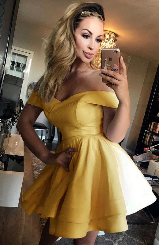 Short yellow homecoming dresses
