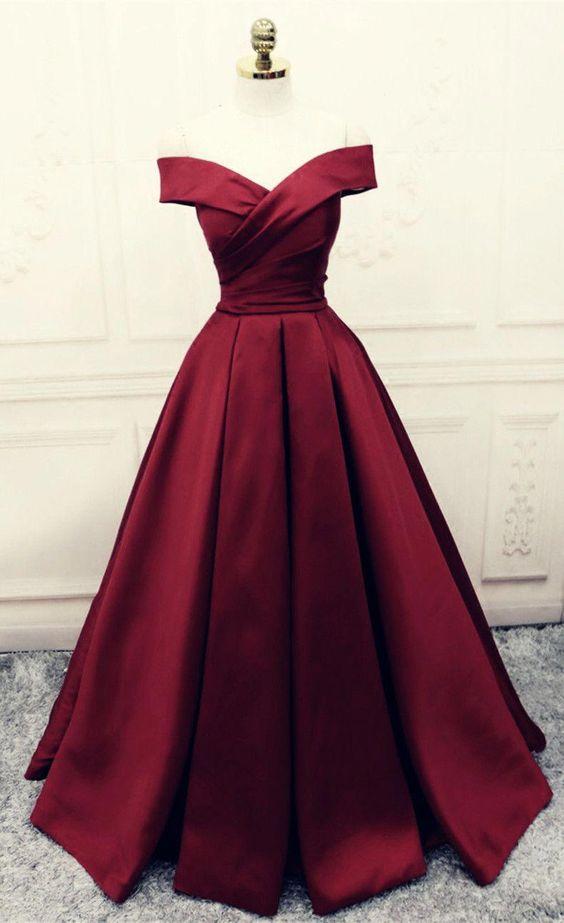 Burgundy Prom Dresses,Ball Gowns Prom Dress,Satin Evening Gowns