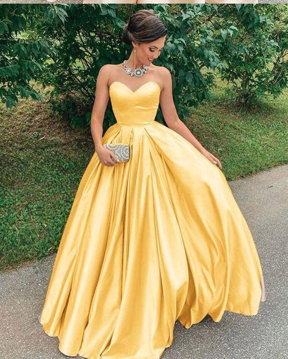 Prom Dresses Split, Yellow prom party dress