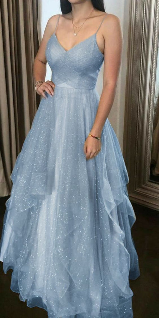 Blue Evening Dresses Long Glitter Prom Dresses main image 1