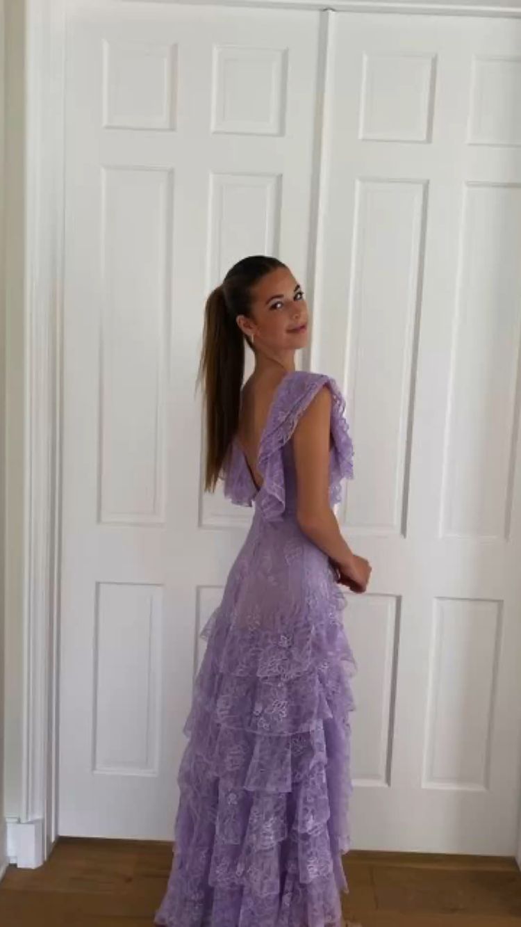 Purple Lace Long Prom Dress Evening Dress Maxi Dress – jkprom