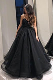 Floor-Length Black Prom Dresses with Sweetheart vestido de formatura