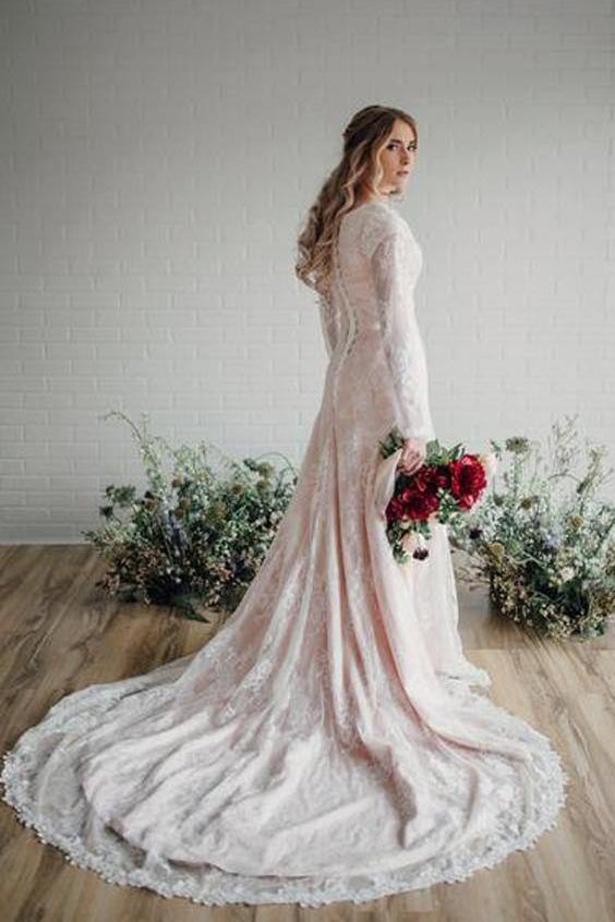 Boho Long Sleeve Lace Wedding Dresses Vintage Bridal Gowns – jkprom Boho Long Sleeve Lace Wedding Dresses Vintage Bridal Gowns – jkprom