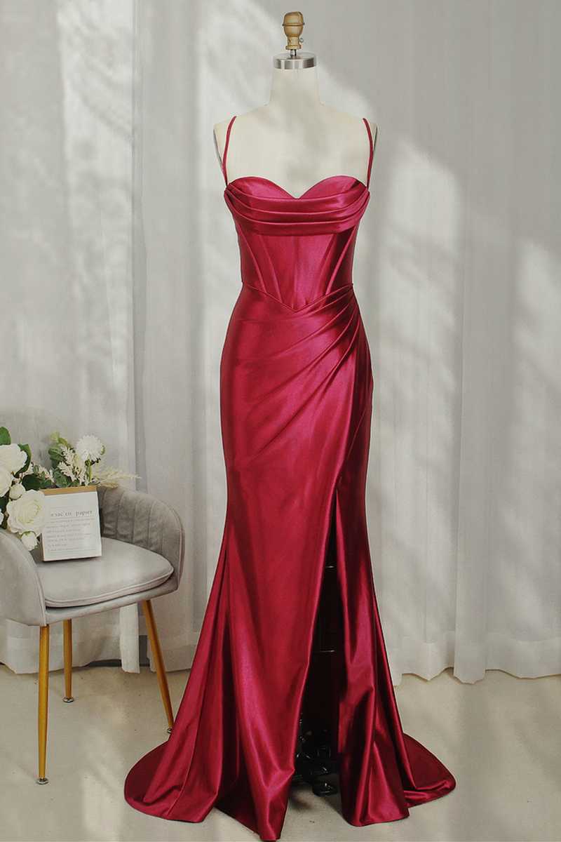 Lace-Up Burgundy Cowl Neck Ruched Long Party Dress,Black Prom Dresses