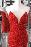 Tight V Neck Red Sequins Short Party Dress,Sparkly Bodycon Dresses
