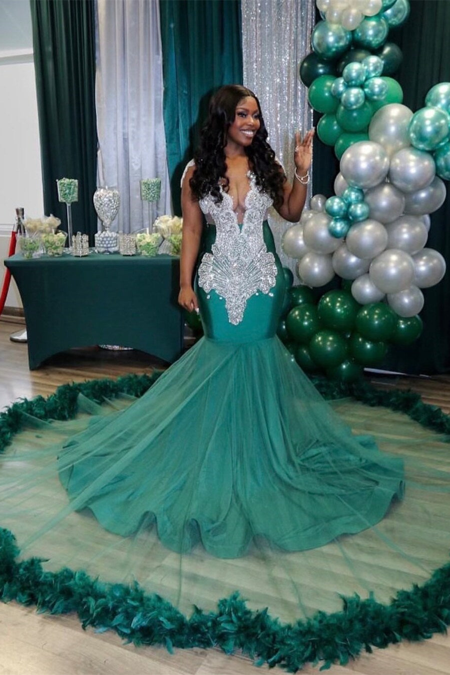 Mermaid Prom Dresses Grace Lace Embroidery Vestidos De Fiesta Green Mermaid  Evening Dresses Detachable Tail Color Purple US Size 26W