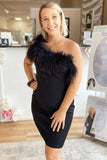 Black One Shoulder Bodycon Cocktail Dress Mini Prom Dresses
