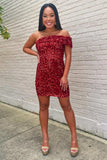 Sparkly Burgundy Bodycon Sequin Homecoming Dress Mini Cocktail Dresses