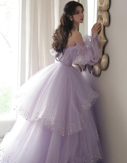 formal dresses princess Glitter-Mesh Long A-Line Prom Dress