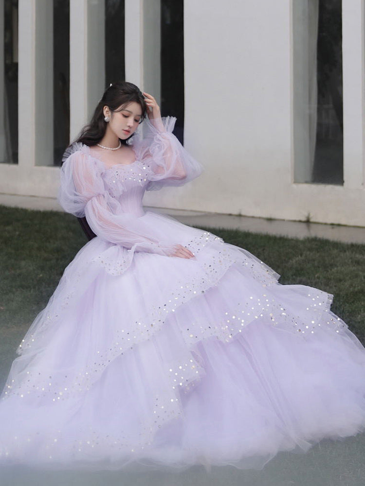 ball gown princess dress Lavender Tulle Layers Formal Dresses Birthday – jkprom V Neck Neckline Sleeves VENDOR COLOR-CORAL RED Green Beaded Crepe Scoop Color:Purple/ Light Purple