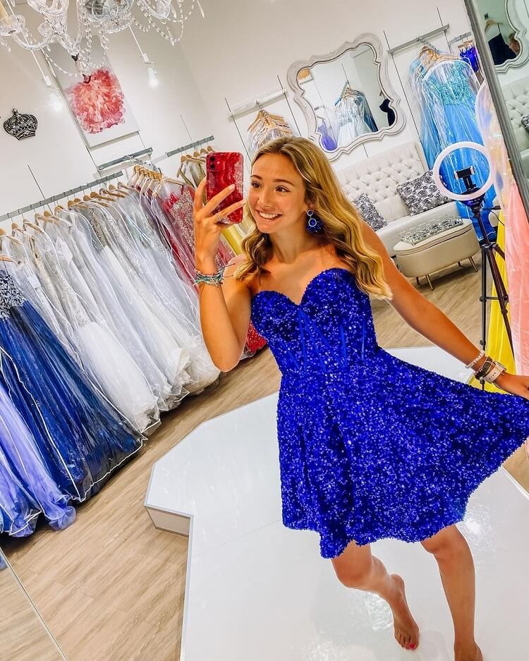 Elegant Royal Blue Sequins Pretty Homecoming Dresses Short jkprom Elegant Royal Blue Sequins Pretty Homecoming Dresses Short jkprom
