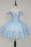 Pink Lace Homecoming Gown with Beading,Princess Off the Shoulder Hoco Dress