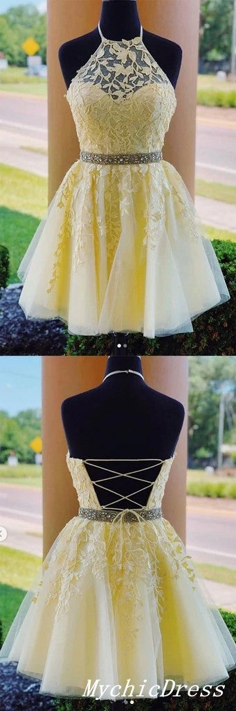 Lilac Lace Homecoming Dresses Beaded Belt Yellow Short A Line Hoco Dre jkprom Lilac Lace Homecoming Dresses Beaded Belt Yellow Short A Line Hoco Dre jkprom