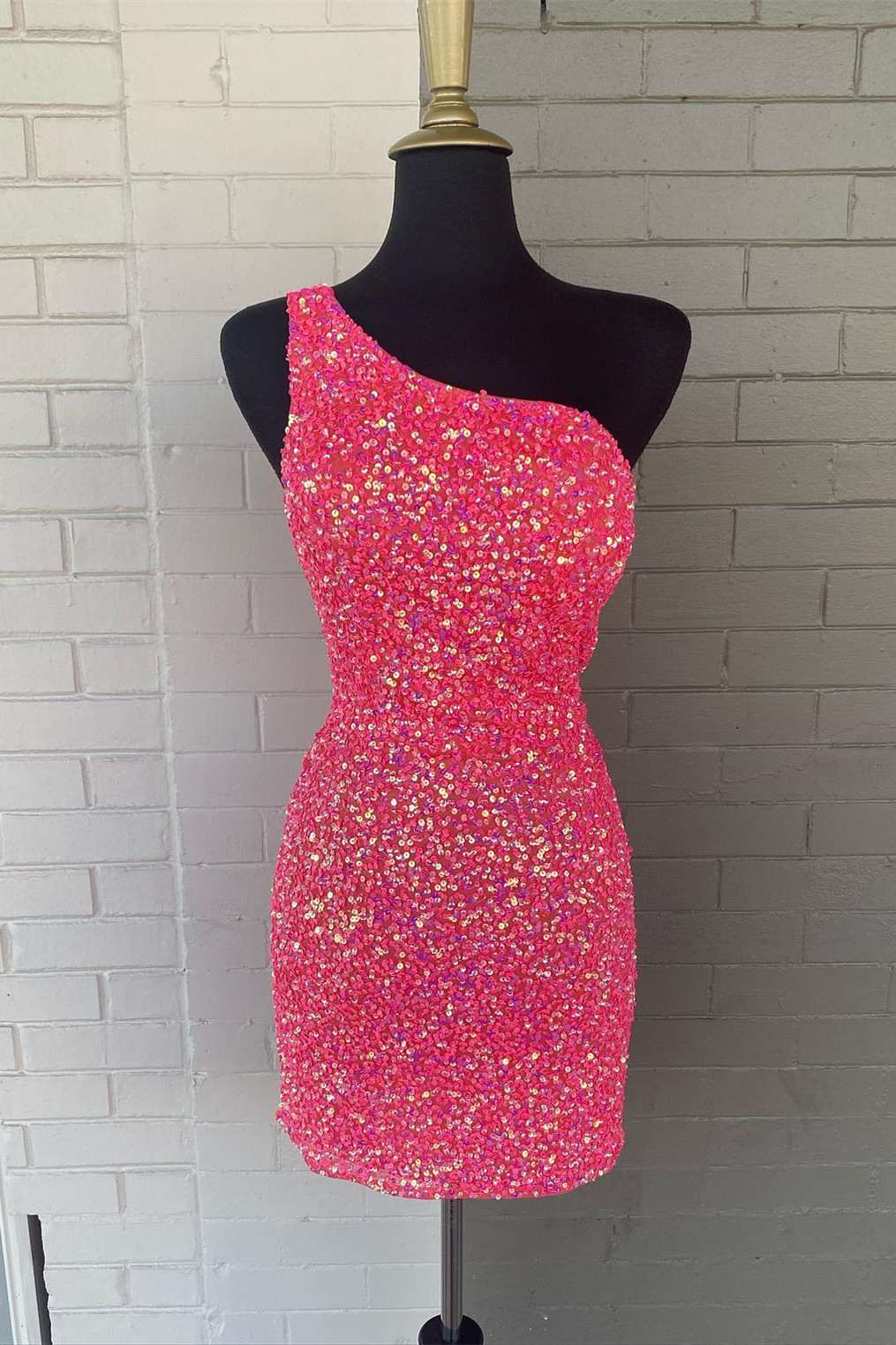 Pink-Sequin-One-Shoulder-Cutout-Homecoming-Dress