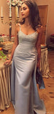 Spaghetti Strap Grey Mermaid Lace Top Long Prom Dress