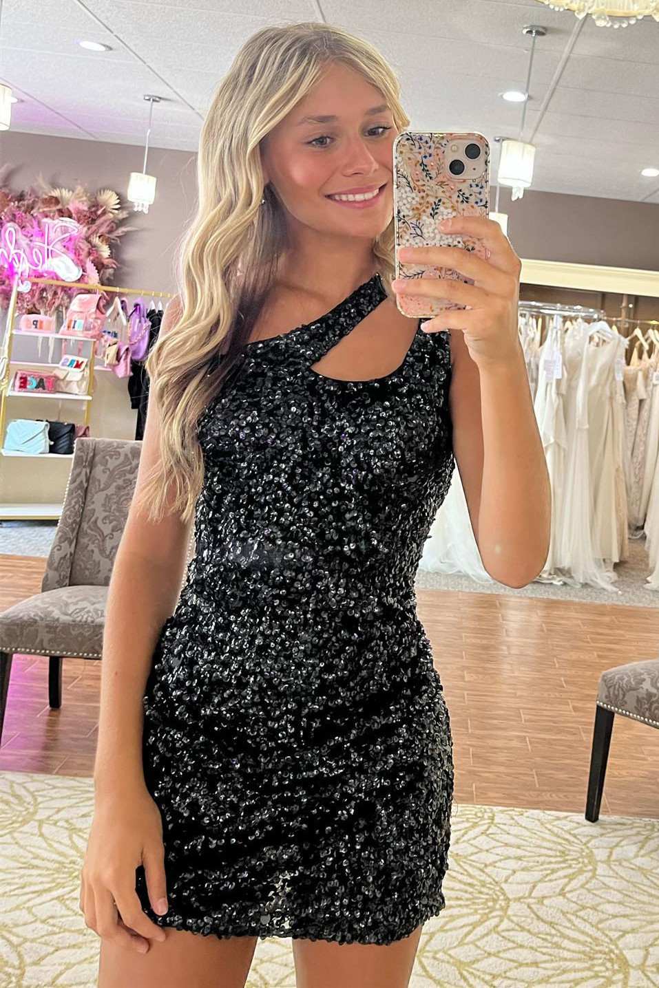 black-Sequined-Cocktail-Dress