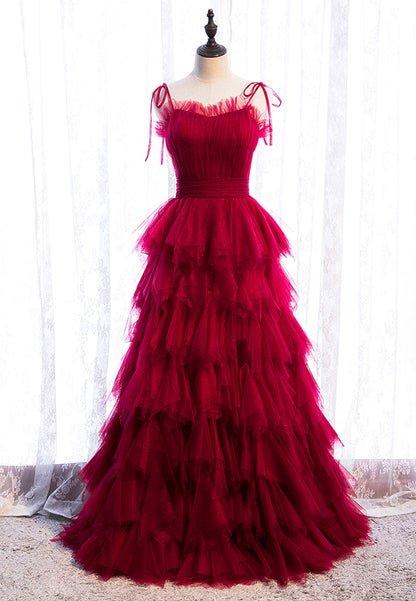 Red Prom Dresses,Black Layers Tulle Evening Dress  jkprom