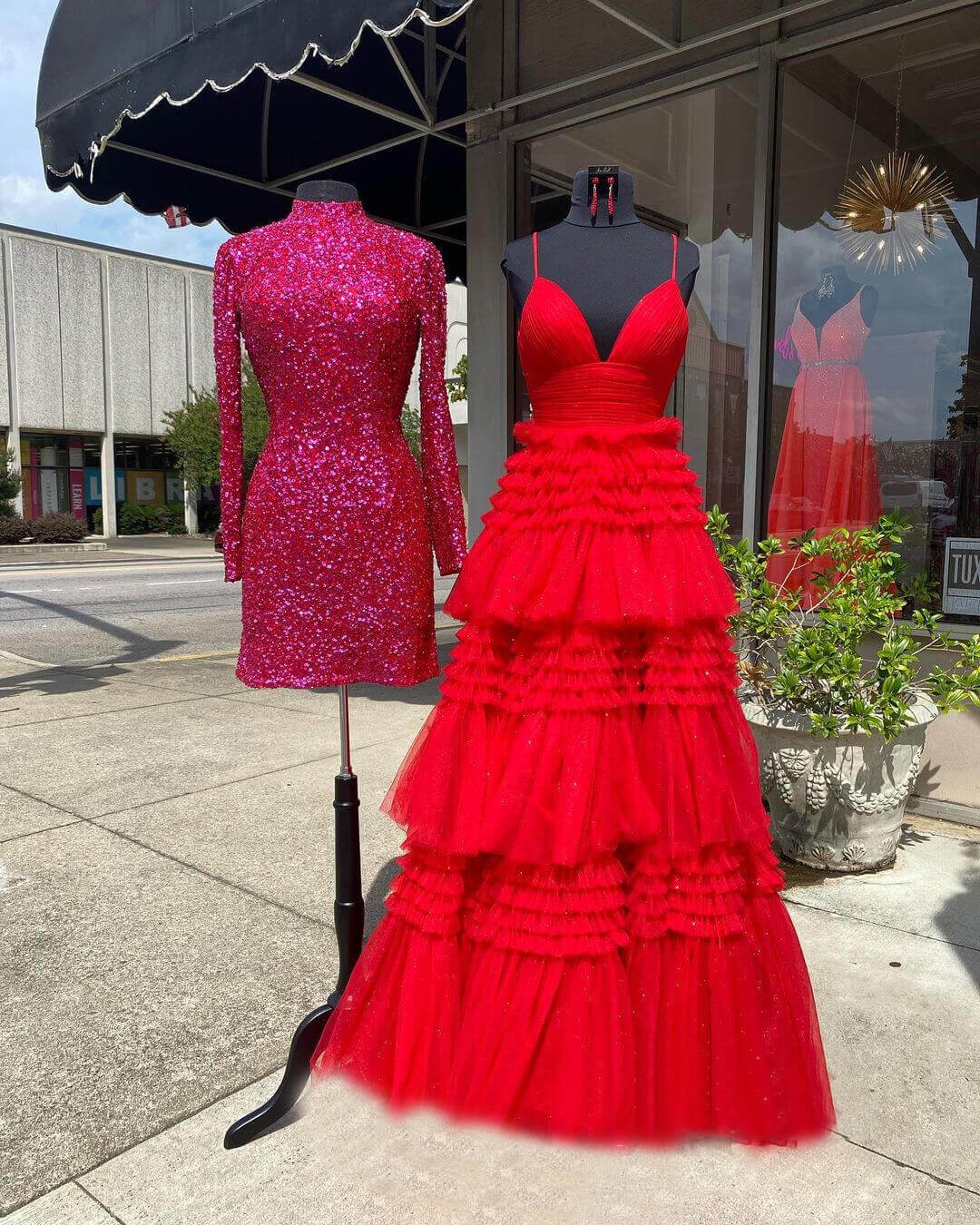 strapless open back dress Two Piece Pink Prom Dresses for Teens Layered Skirt Prom Dress ARD2234 –  SheerGirl main image 1