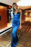 Wine-red Long Slim Prom Gowns Spaghetti Straps,Evening Dresses